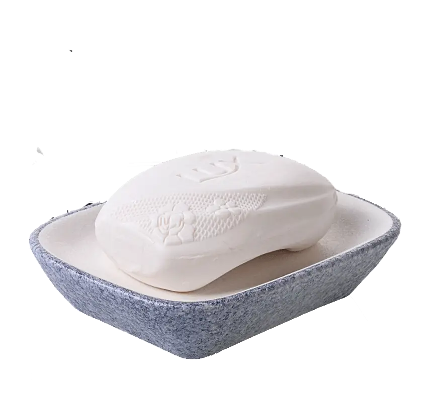 White Soap in Gray Soap Dish