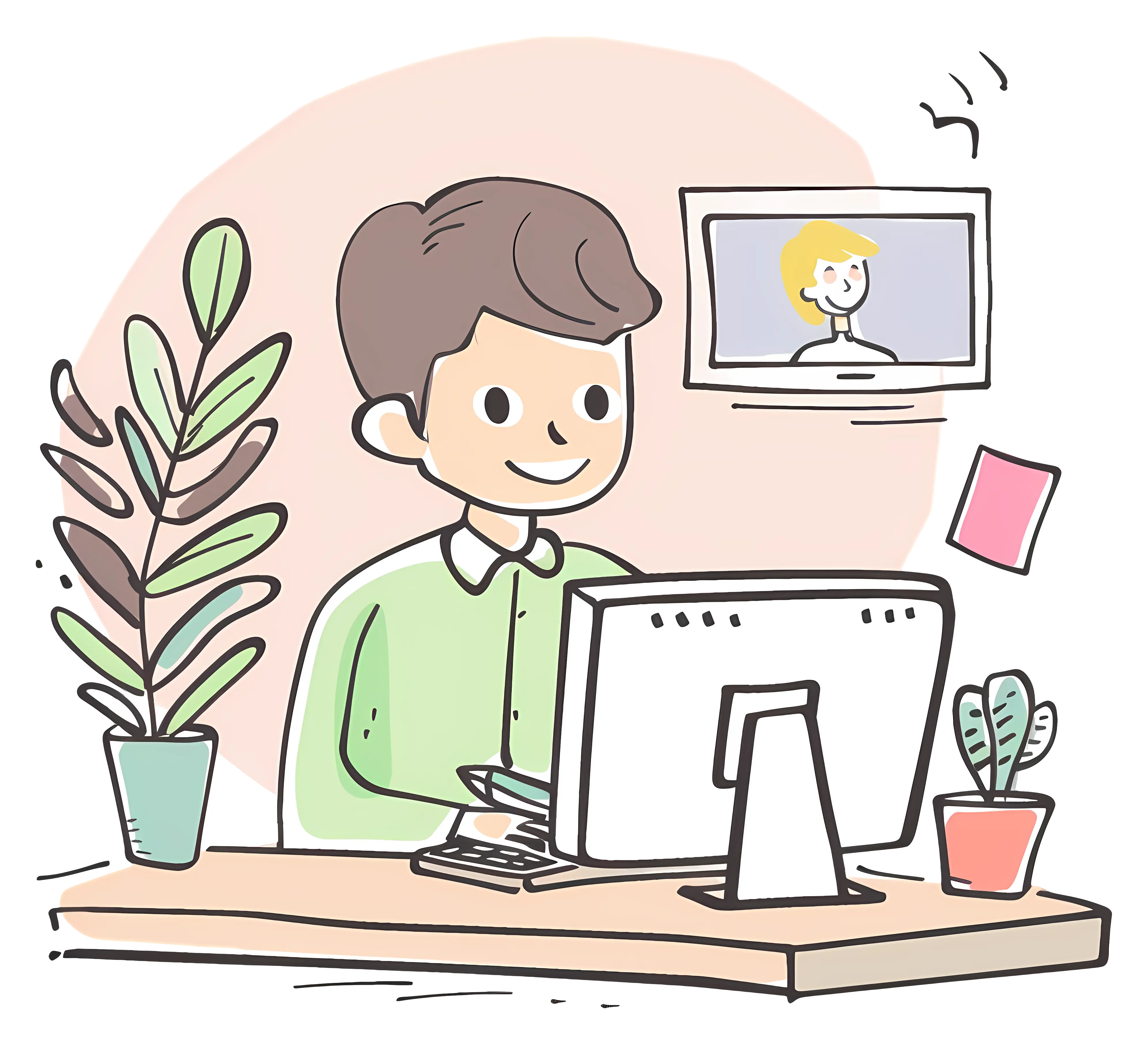 Person at Computer Drawing