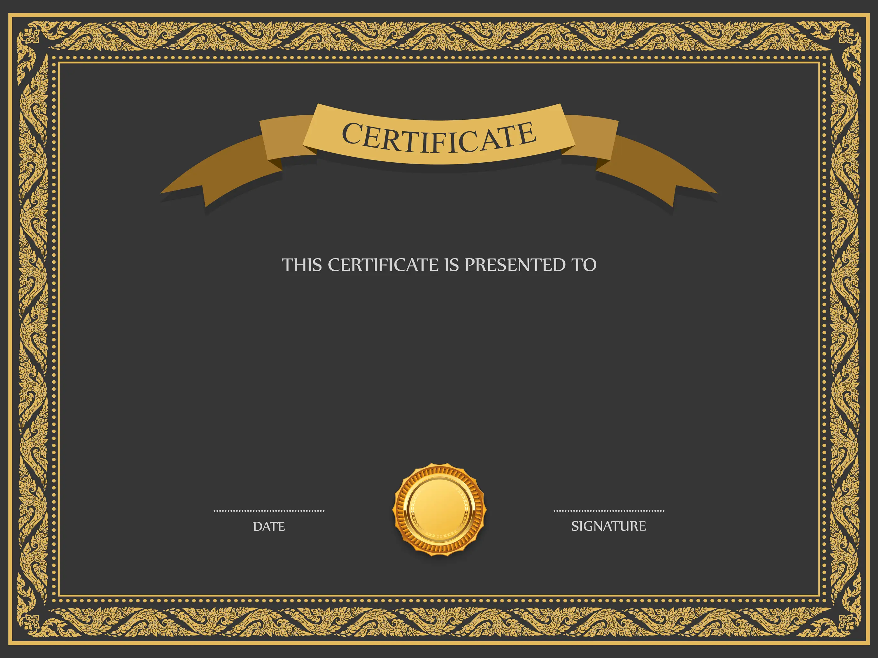 Elegant Certificate Template Design with Gold Border