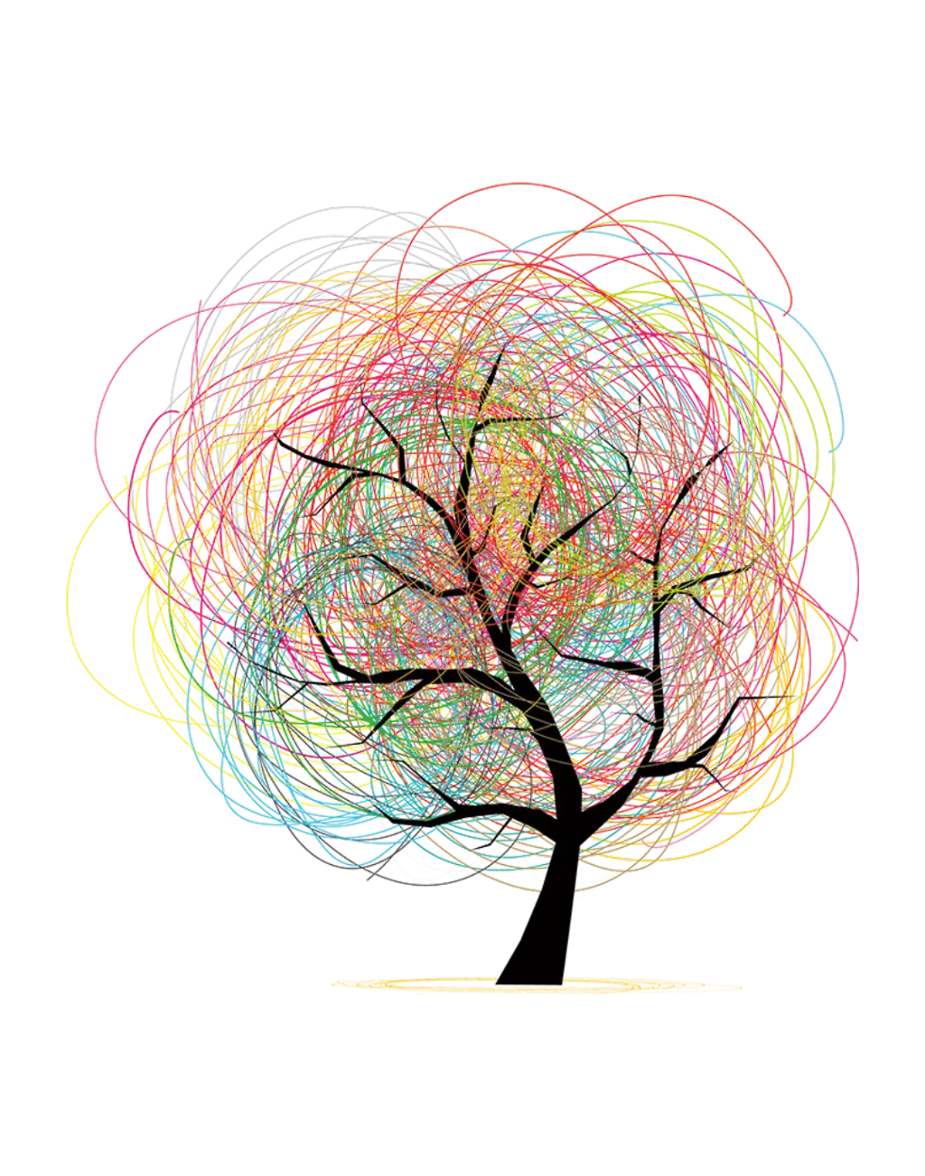 Colorful Scribble Tree Drawing
