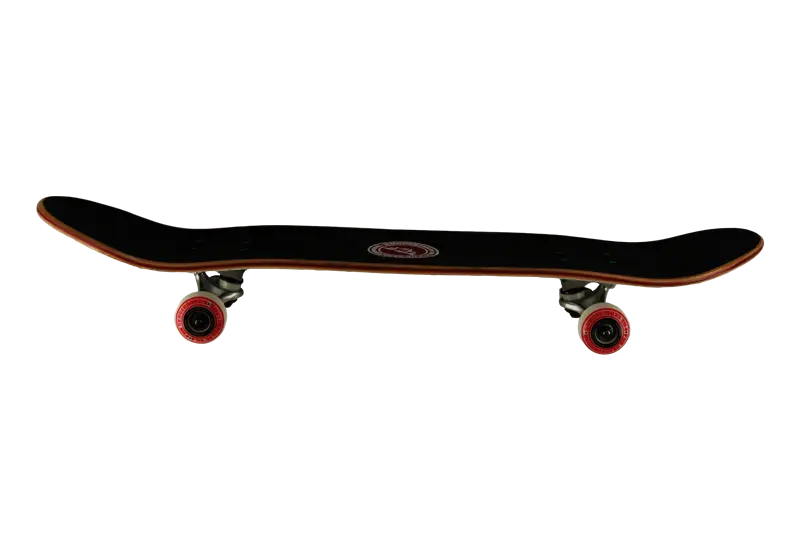 Black Skateboard with Red Wheels for Sporting Activities