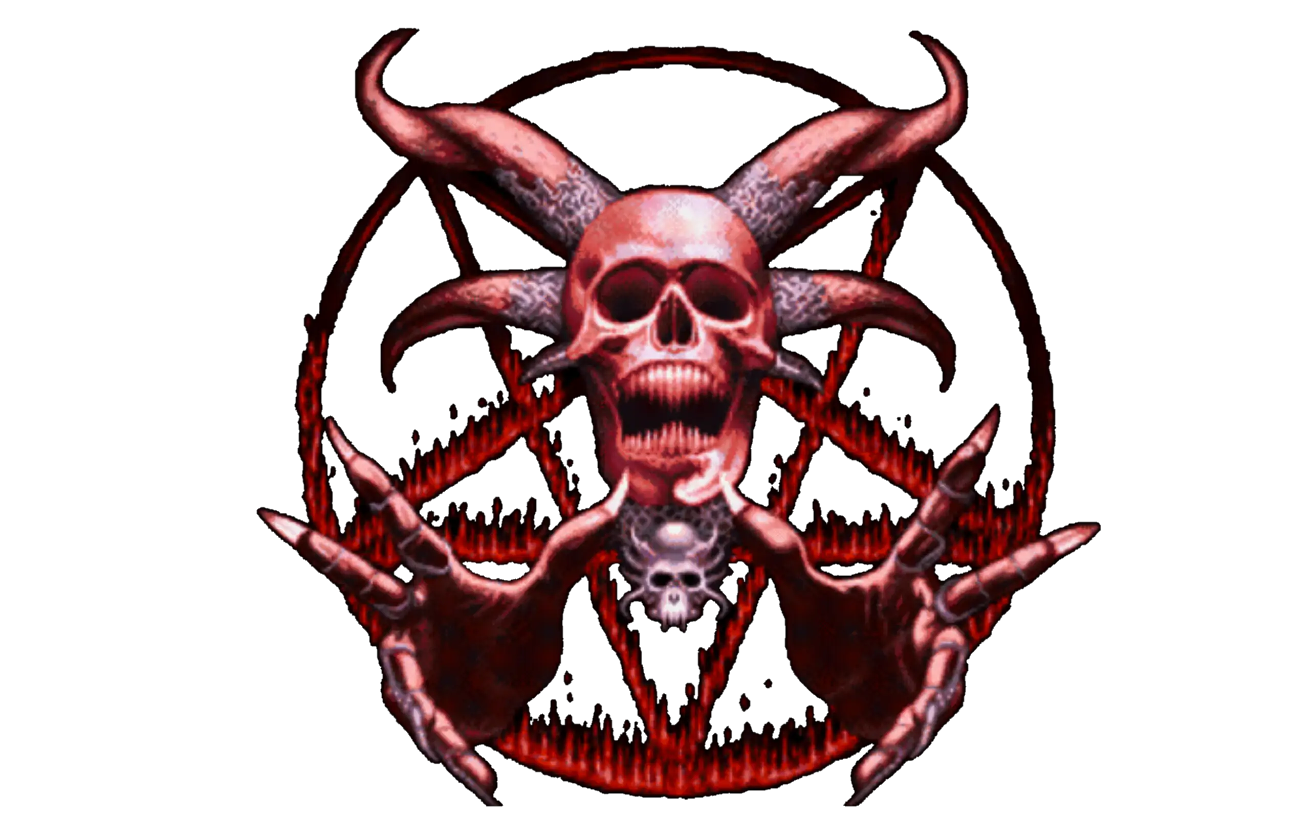 Red Demonic Skull with Pentagram Design