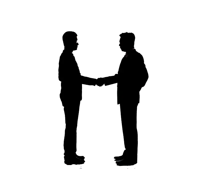 Silhouette of Two People Shaking Hands