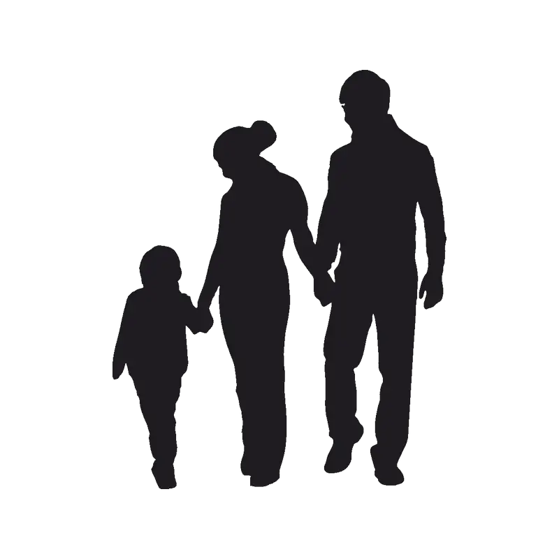 Silhouette of a Walking Family