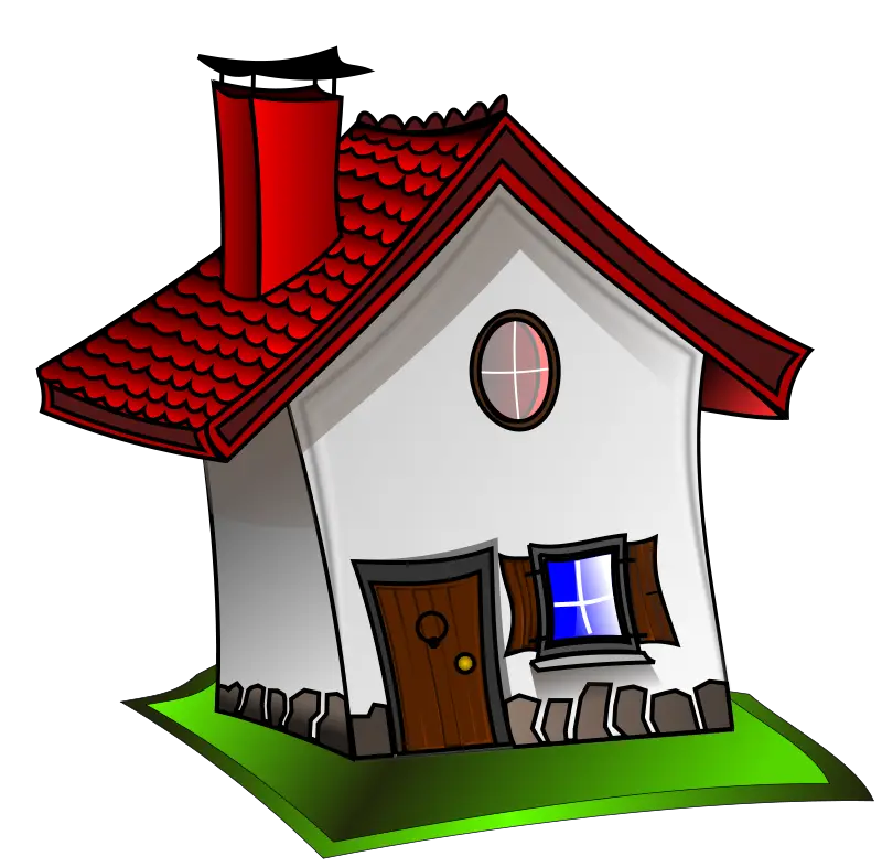 Cartoon Cute House with Red Roof