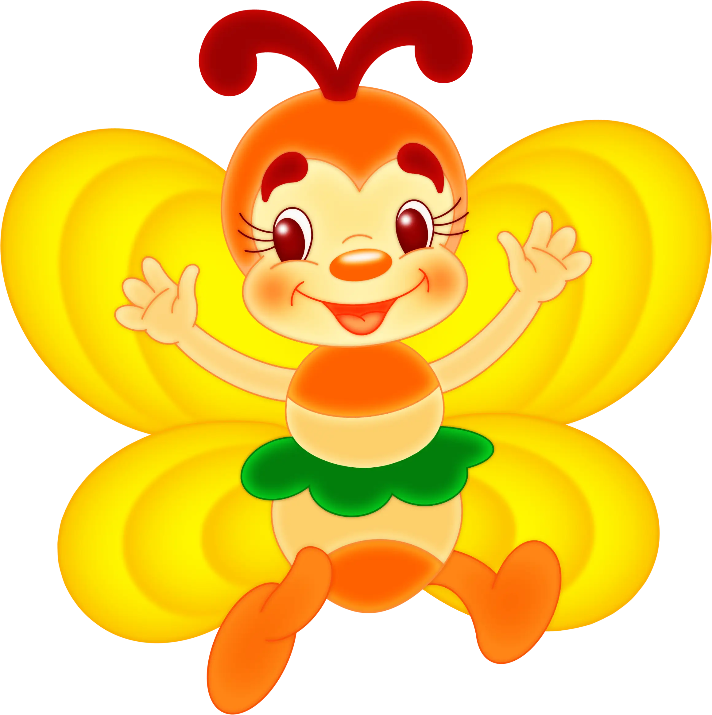 Cute Cartoon Butterfly with Yellow Wings