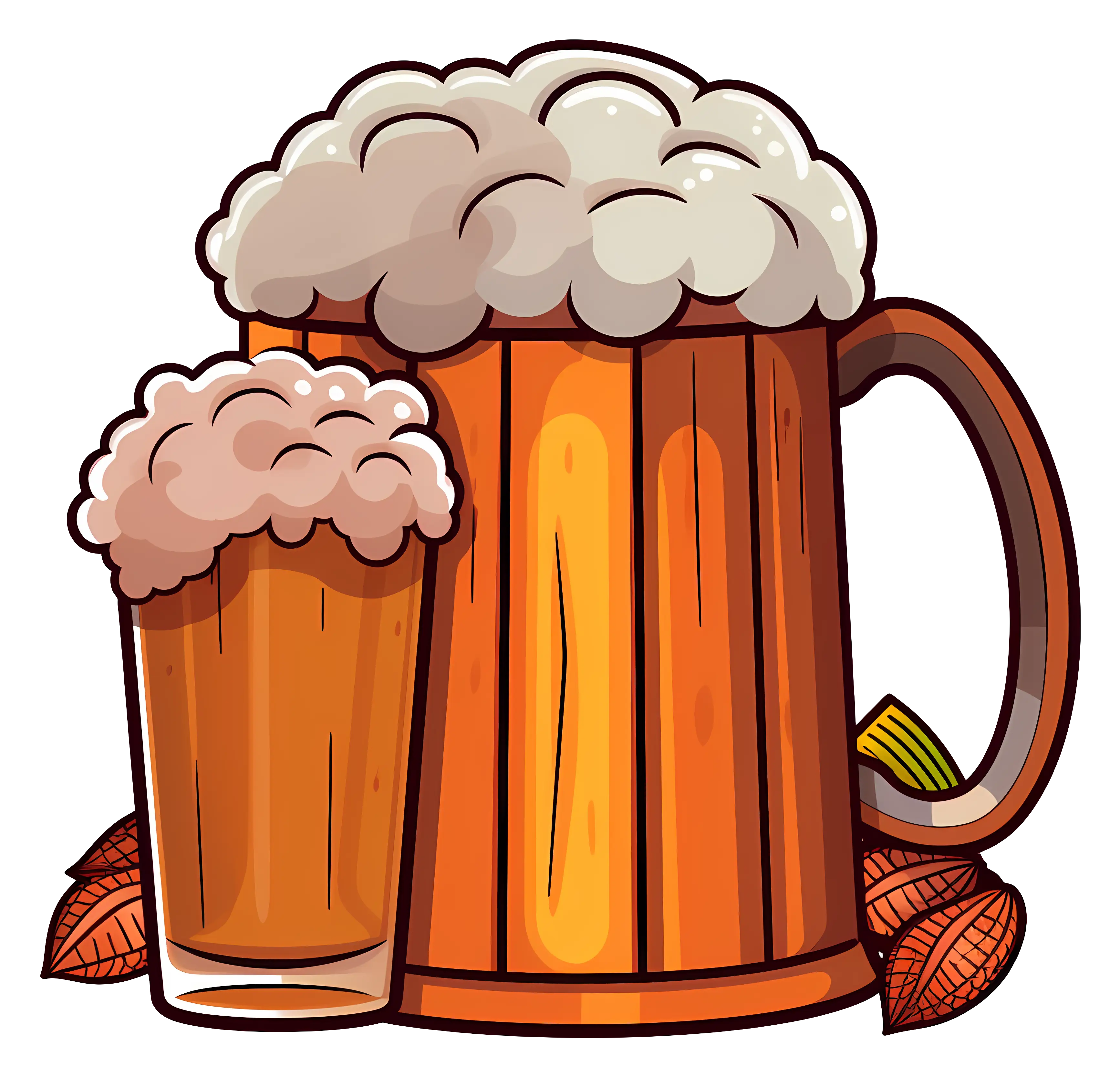 Beer Mugs Illustration with Frothy Foam