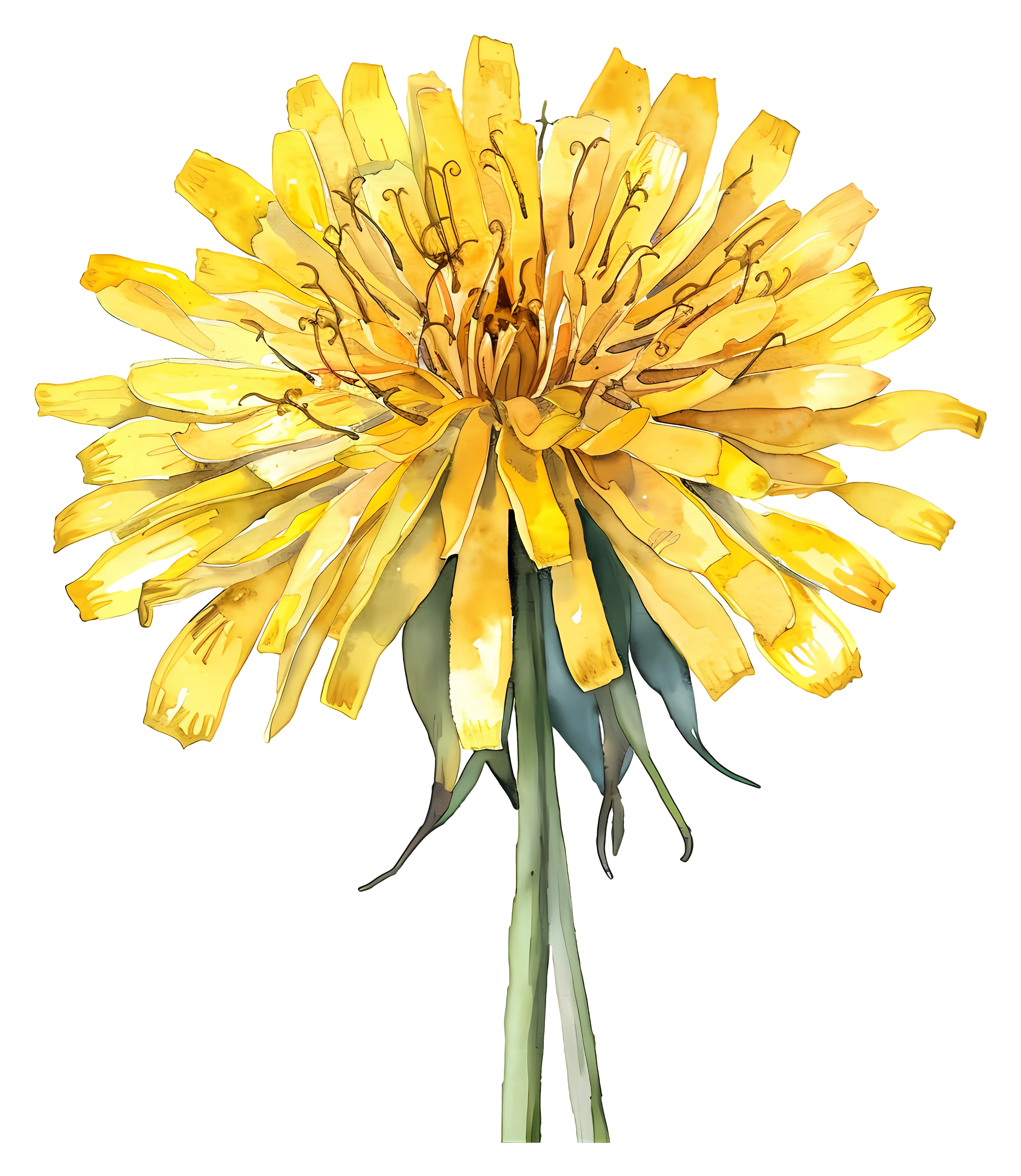 Bright Yellow Dandelion Illustration
