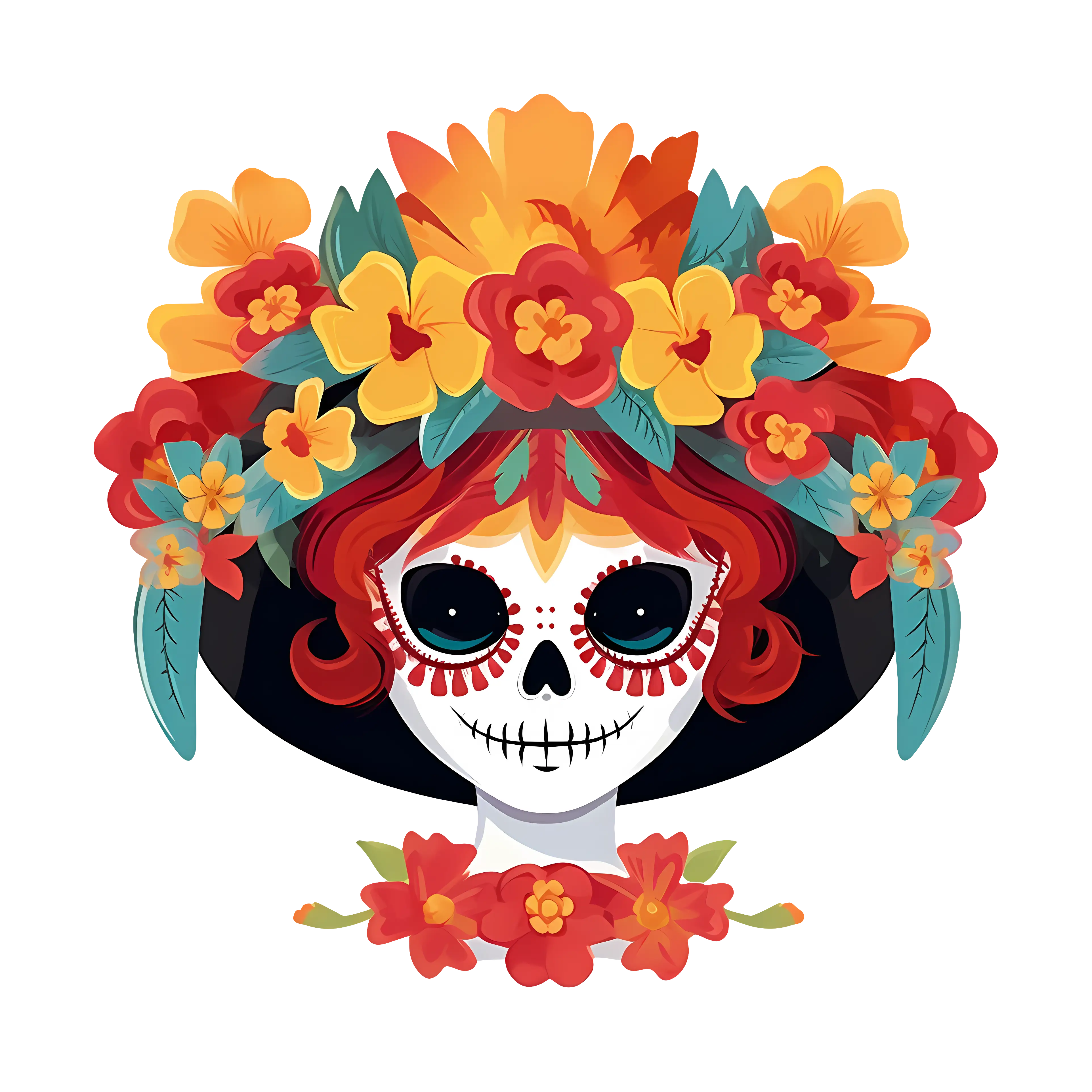 Day of the Dead Sugar Skull with Flowers
