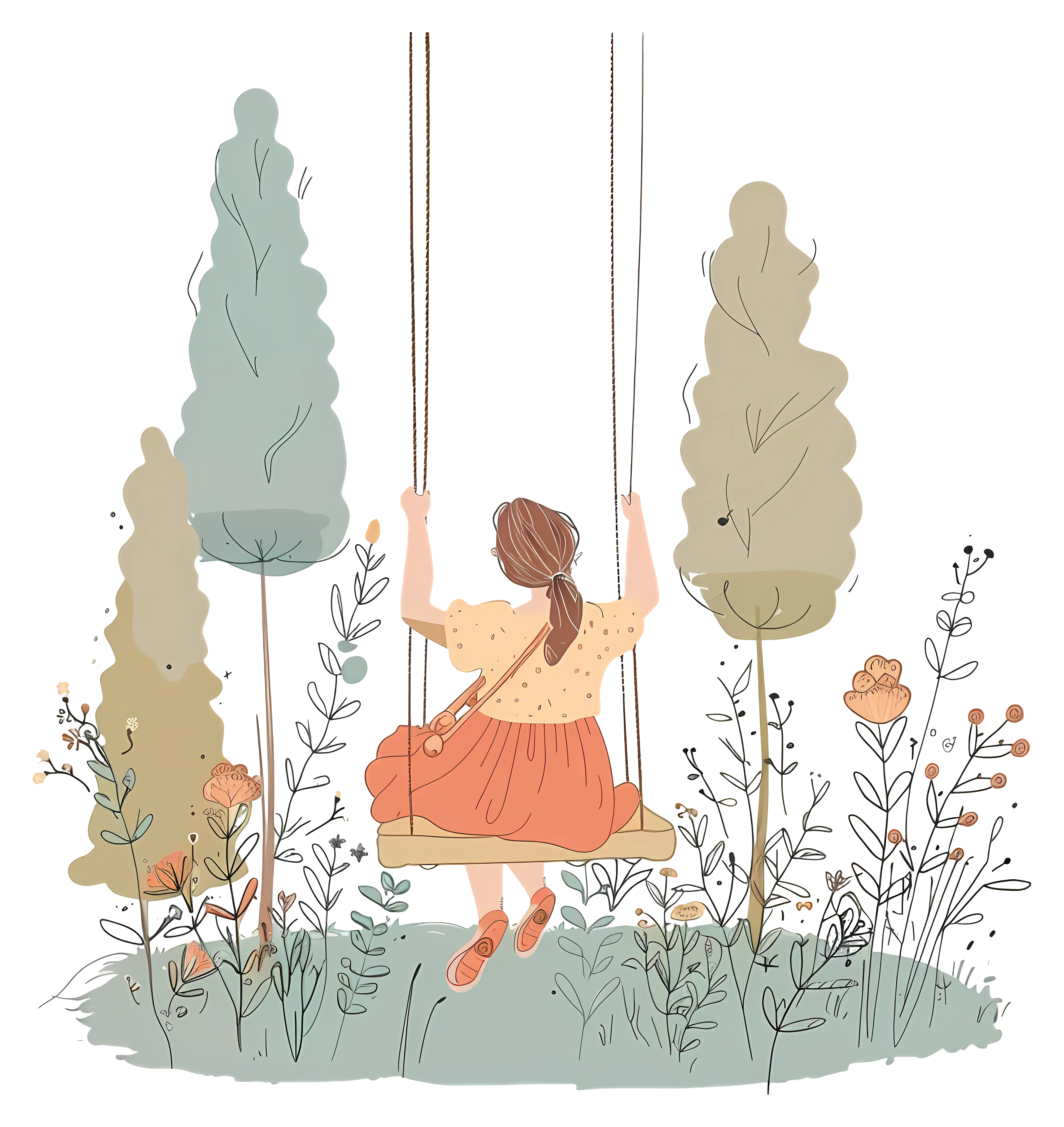 Girl on Swing in Nature