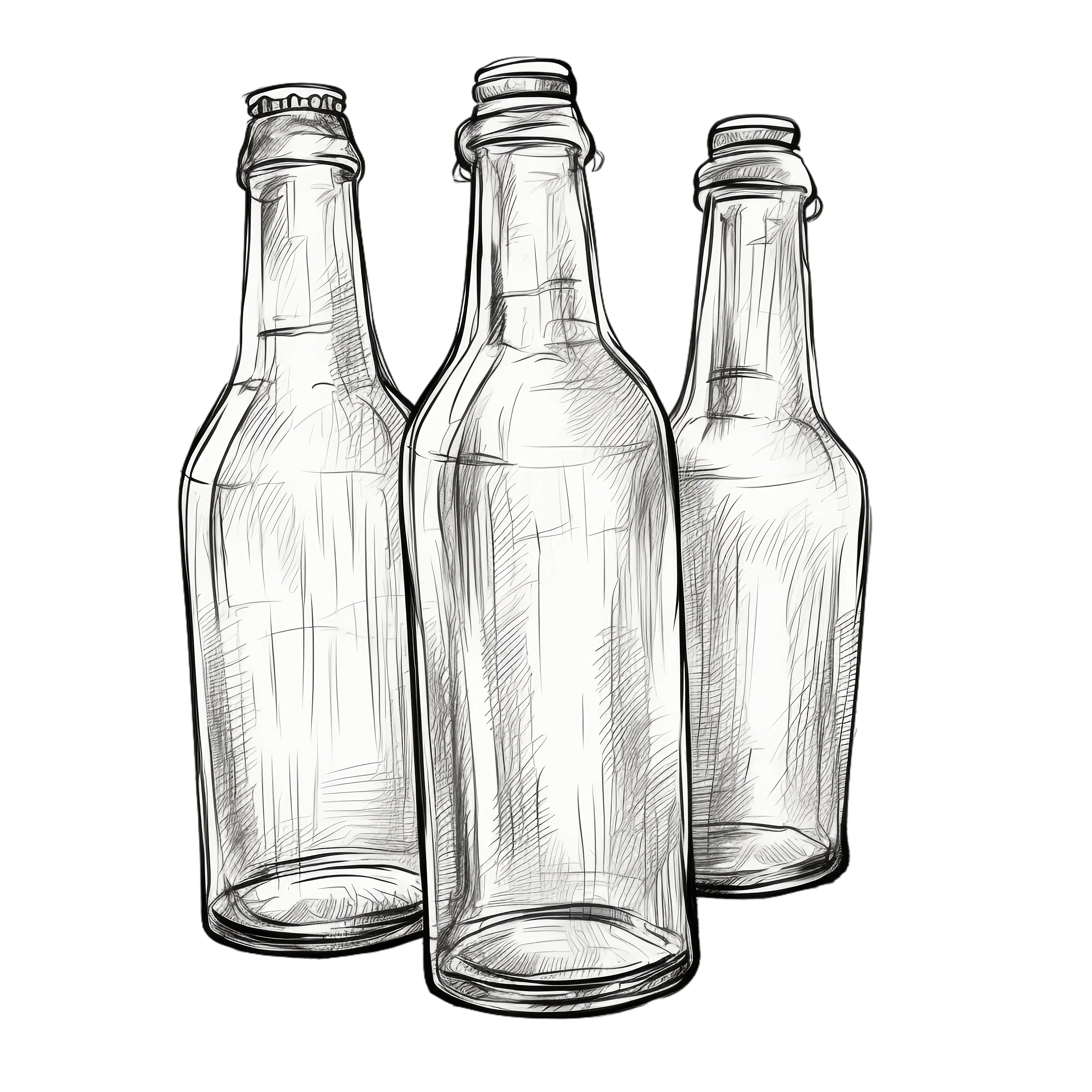 Sketch of Transparent Glass Bottles
