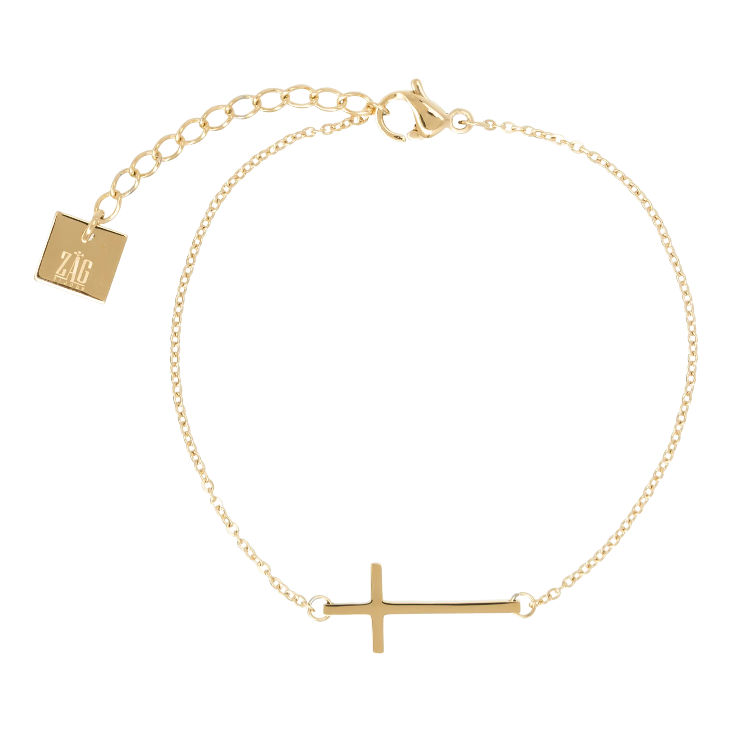Elegant Gold Cross Bracelet with Chain