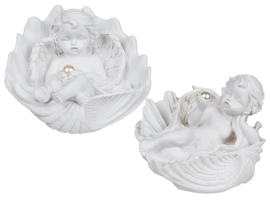 Delicate Angel Figurines in Shell Design