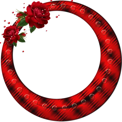 Red Circular Floral Frame with Roses