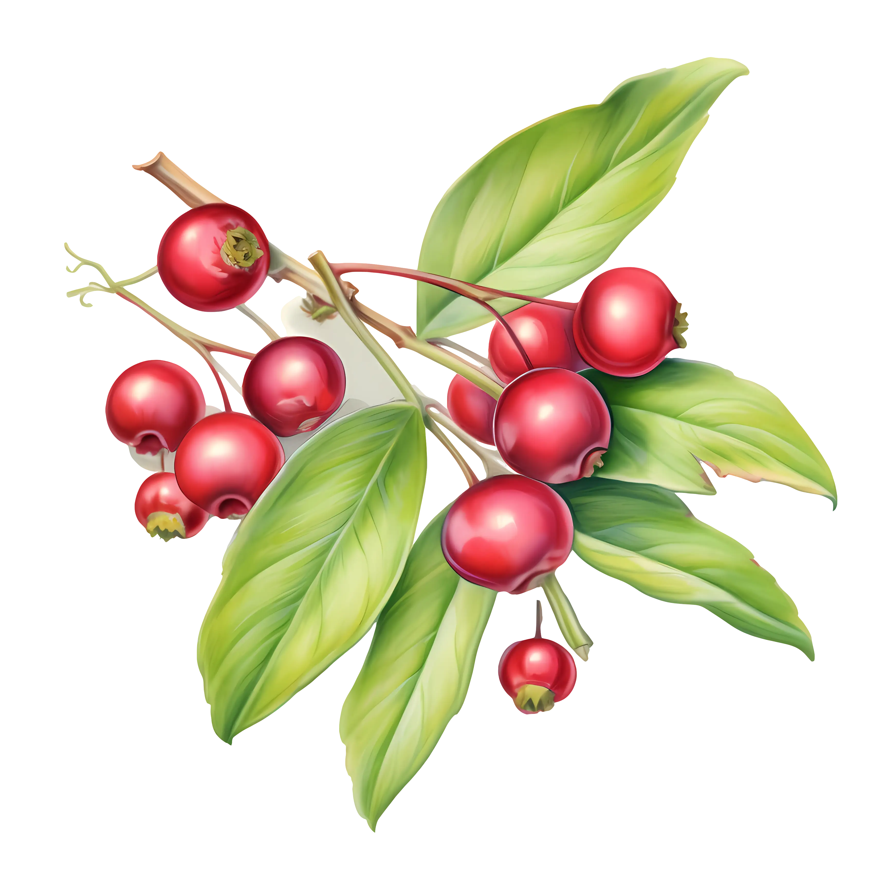 Red Hawthorn Berries with Leaves