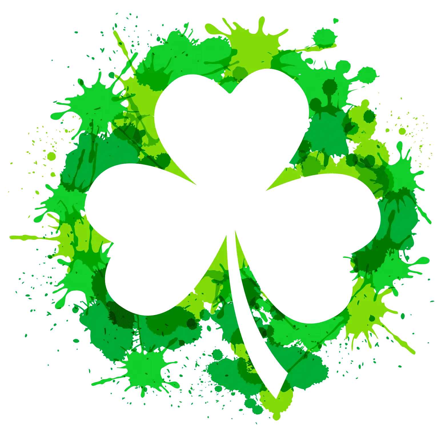 Shamrock with Green Splashes for St. Patrick&#039;s Day
