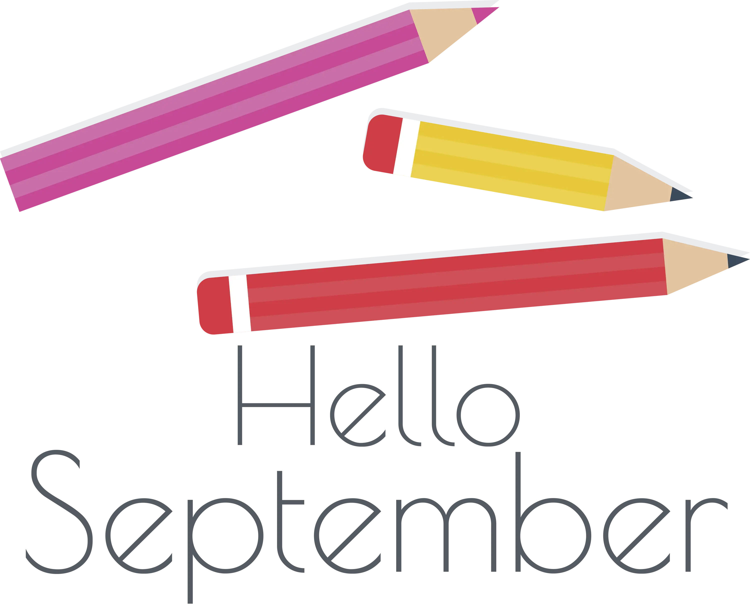 Colored Pencils with &#039;Hello September&#039; Text