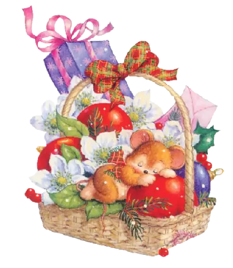 Festive Gift Basket with Mouse and Presents