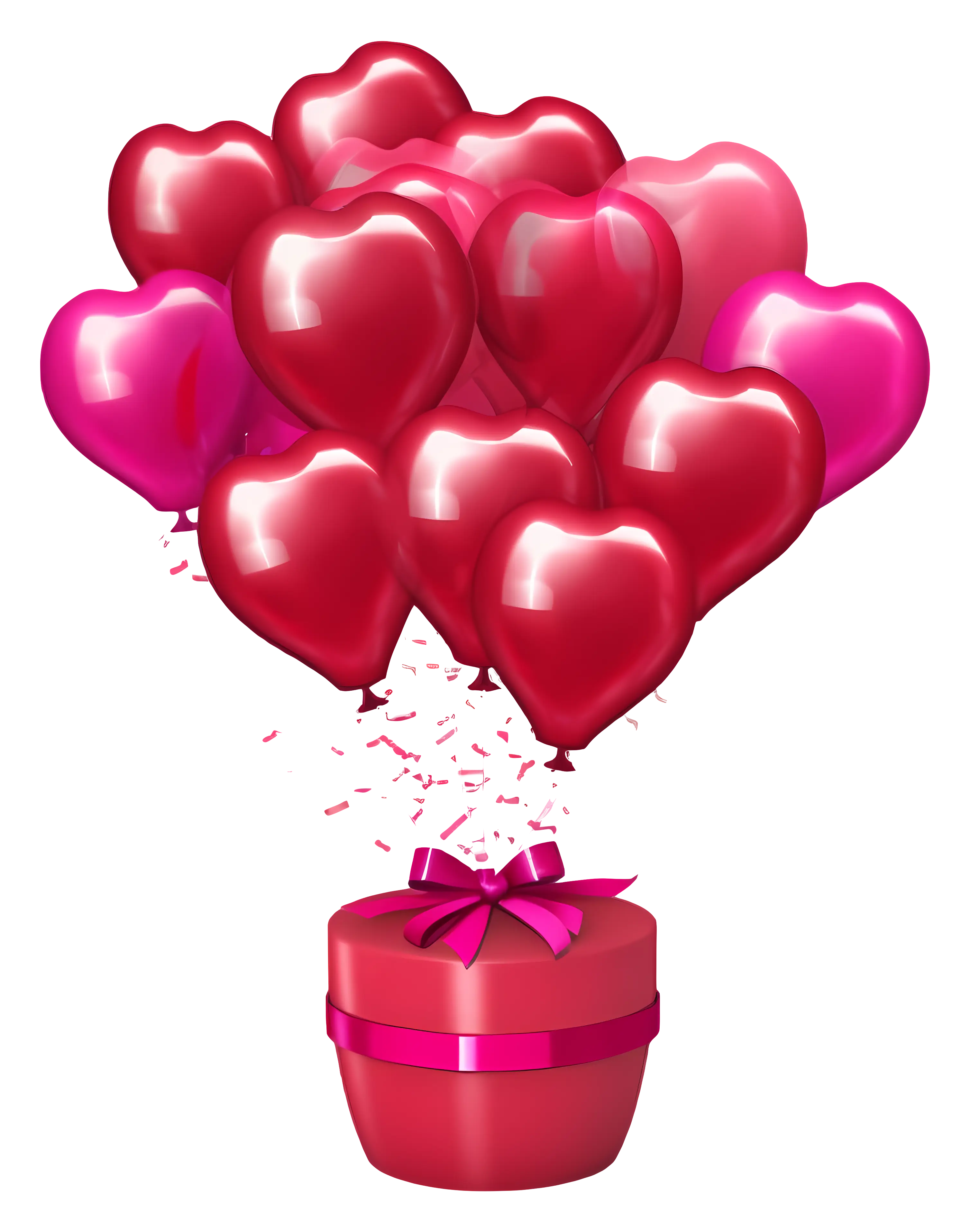 Red Heart Balloons with Gift Box