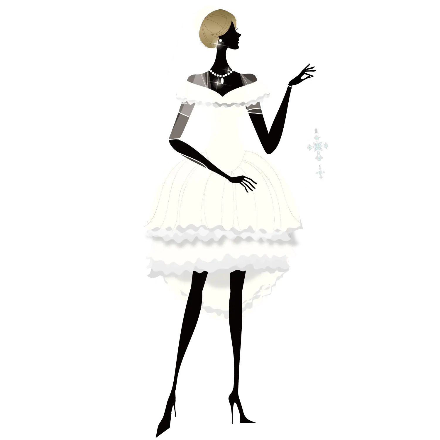 Fashion Model in White Dress