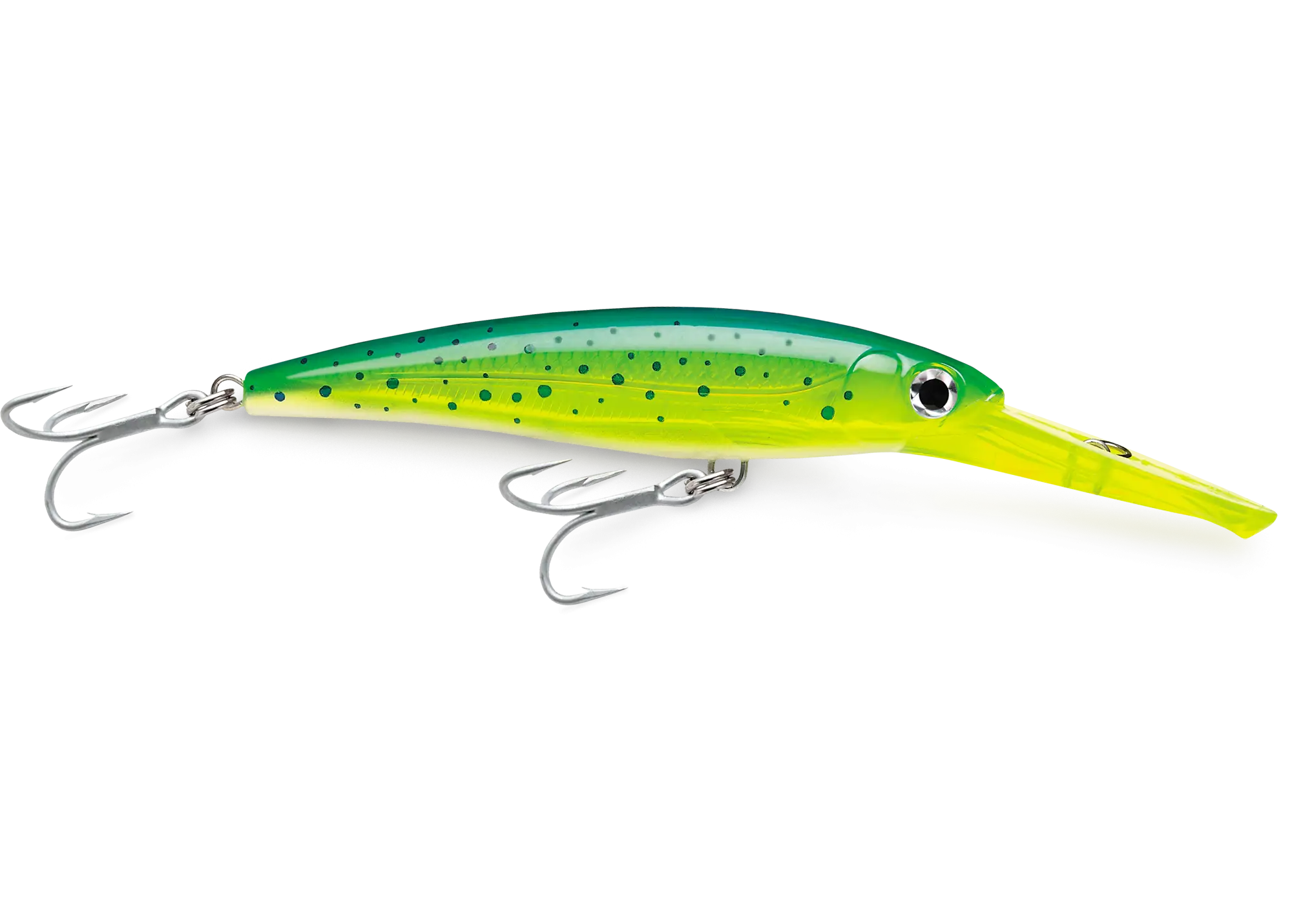 Green and Yellow Fishing Lure with Hooks
