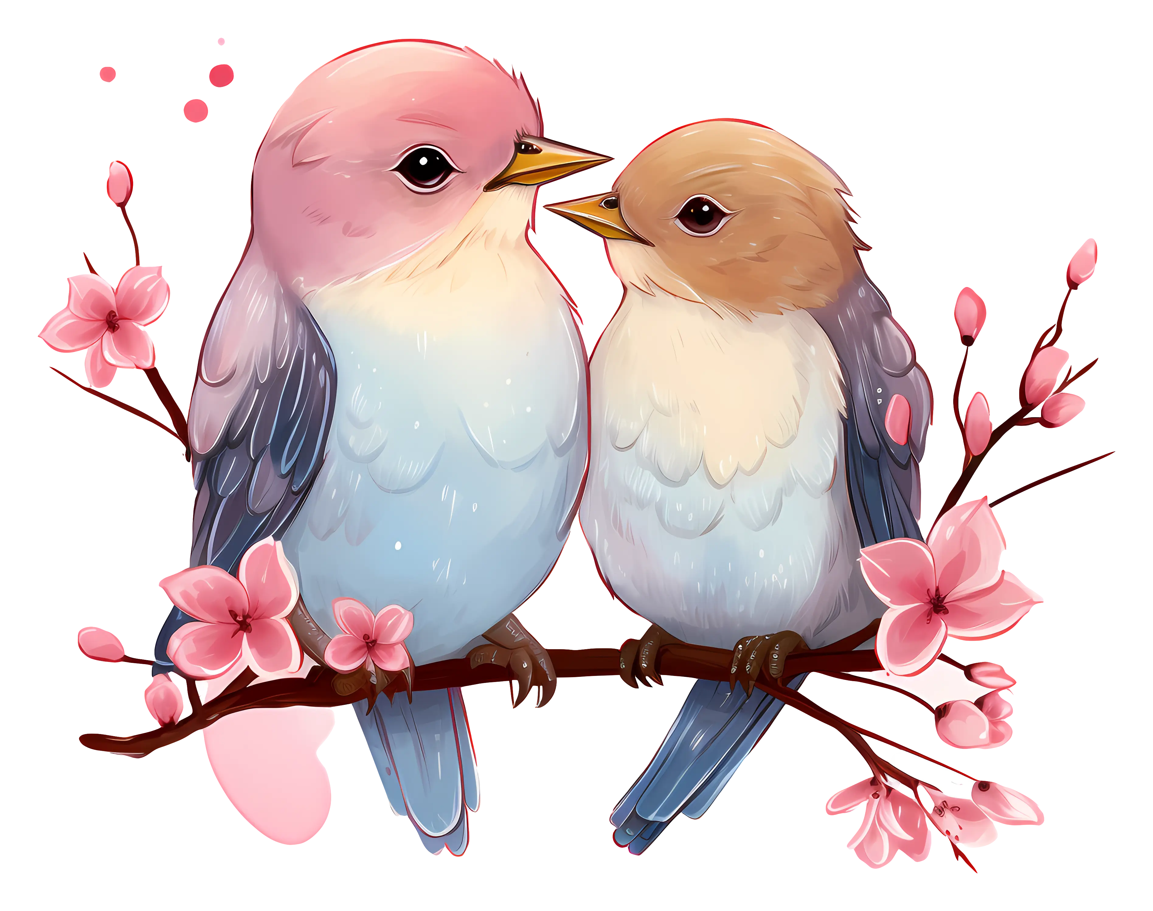 Two Birds on a Cherry Blossom Branch