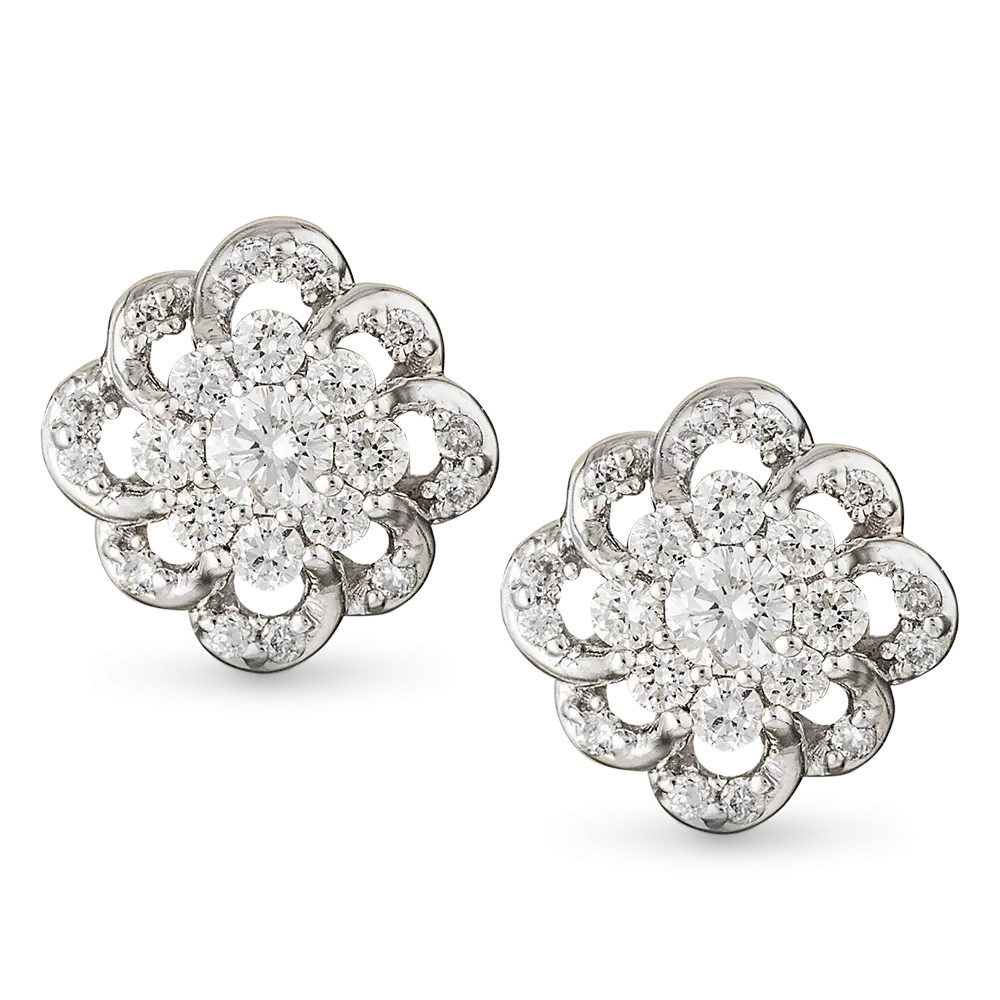 Flower-Shaped Earrings with Diamond Detailing