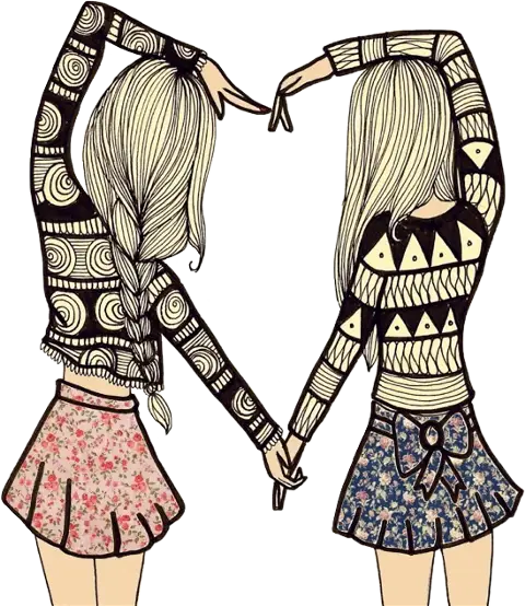 Two Girls Forming Heart Shape with Hands