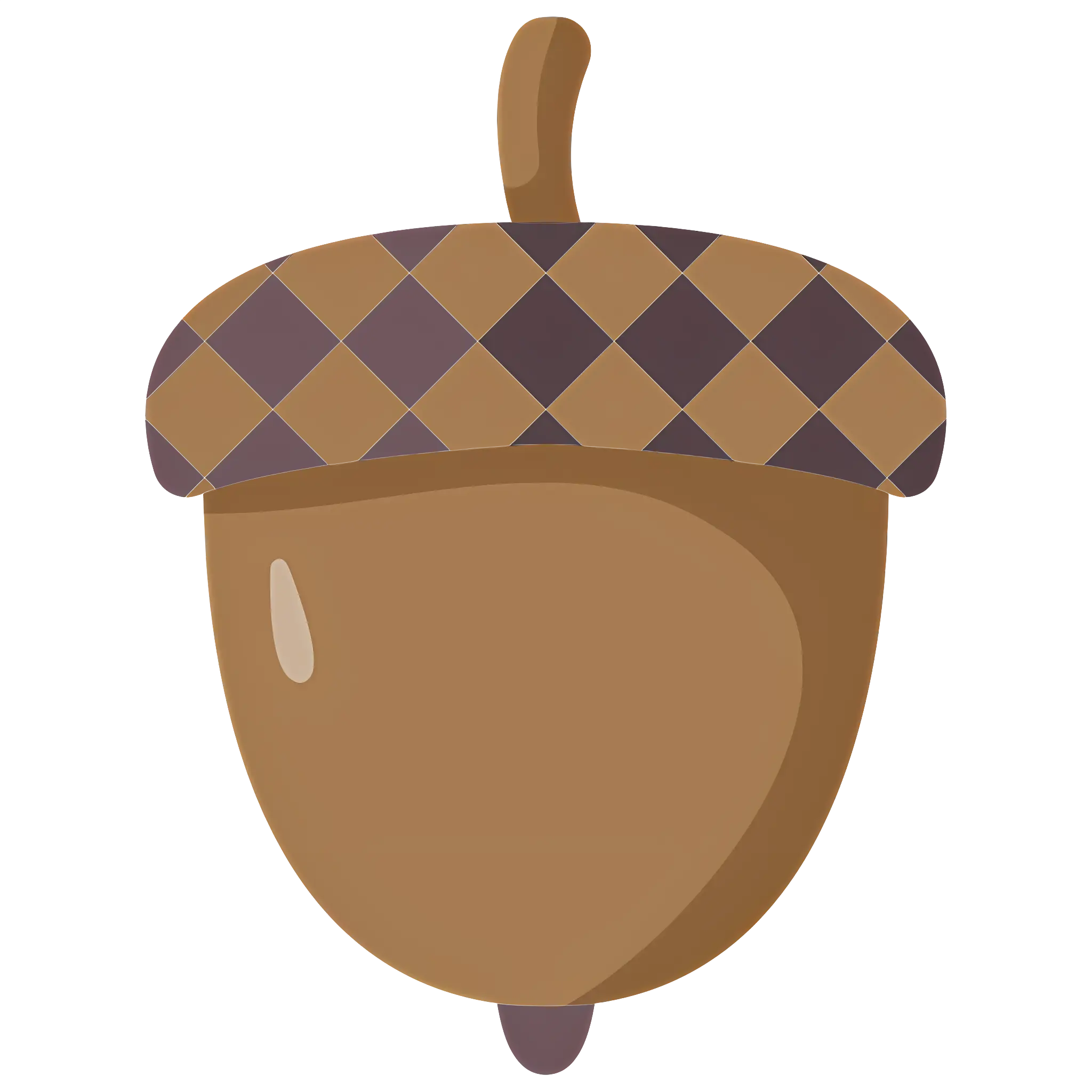 Brown Acorn with Checkered Cap