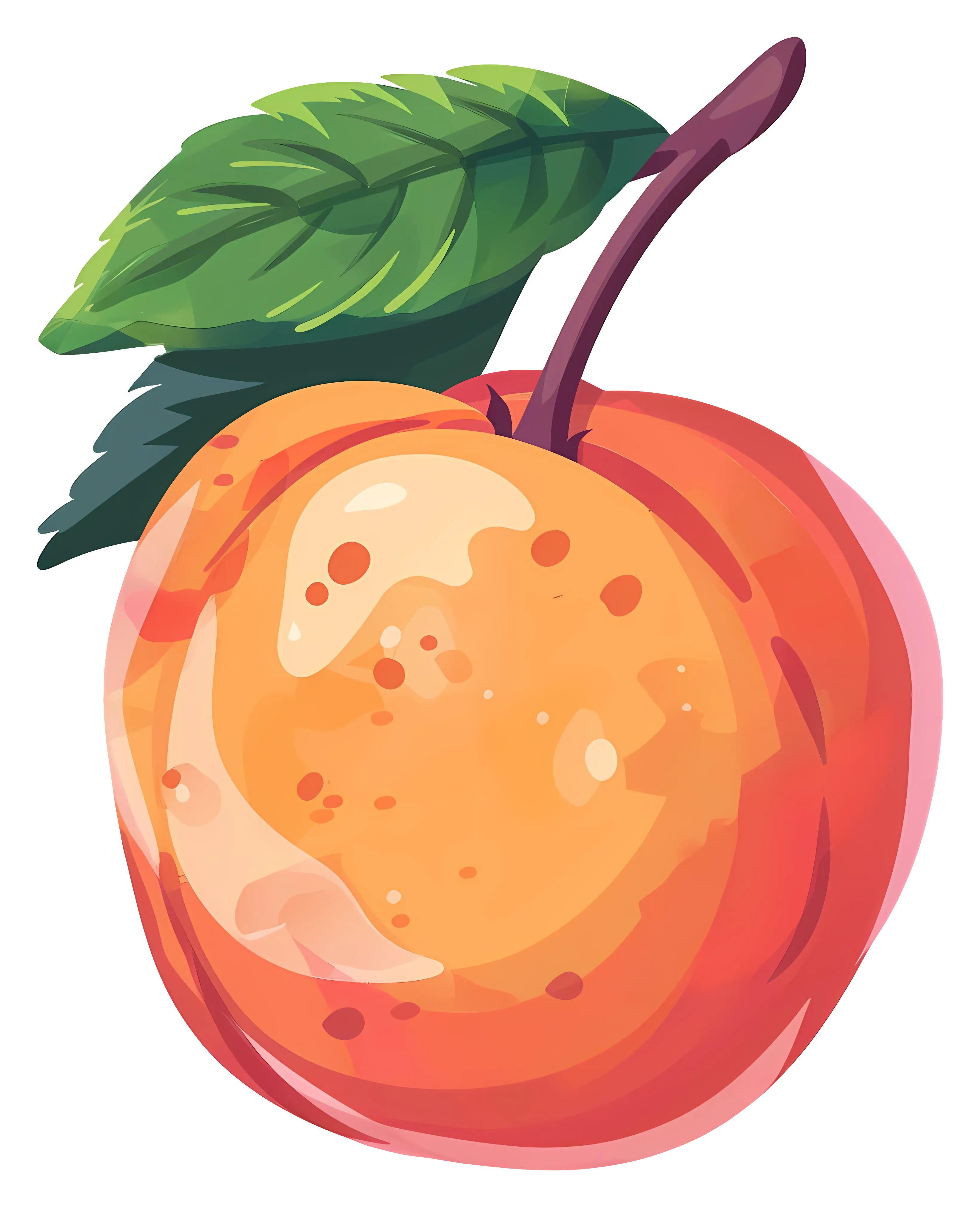 Juicy Peach with Leaf