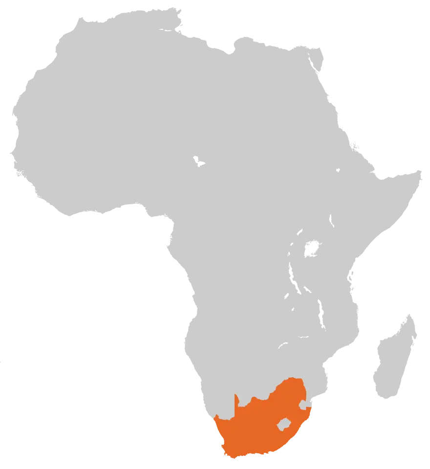 Map of Africa Highlighting South Africa