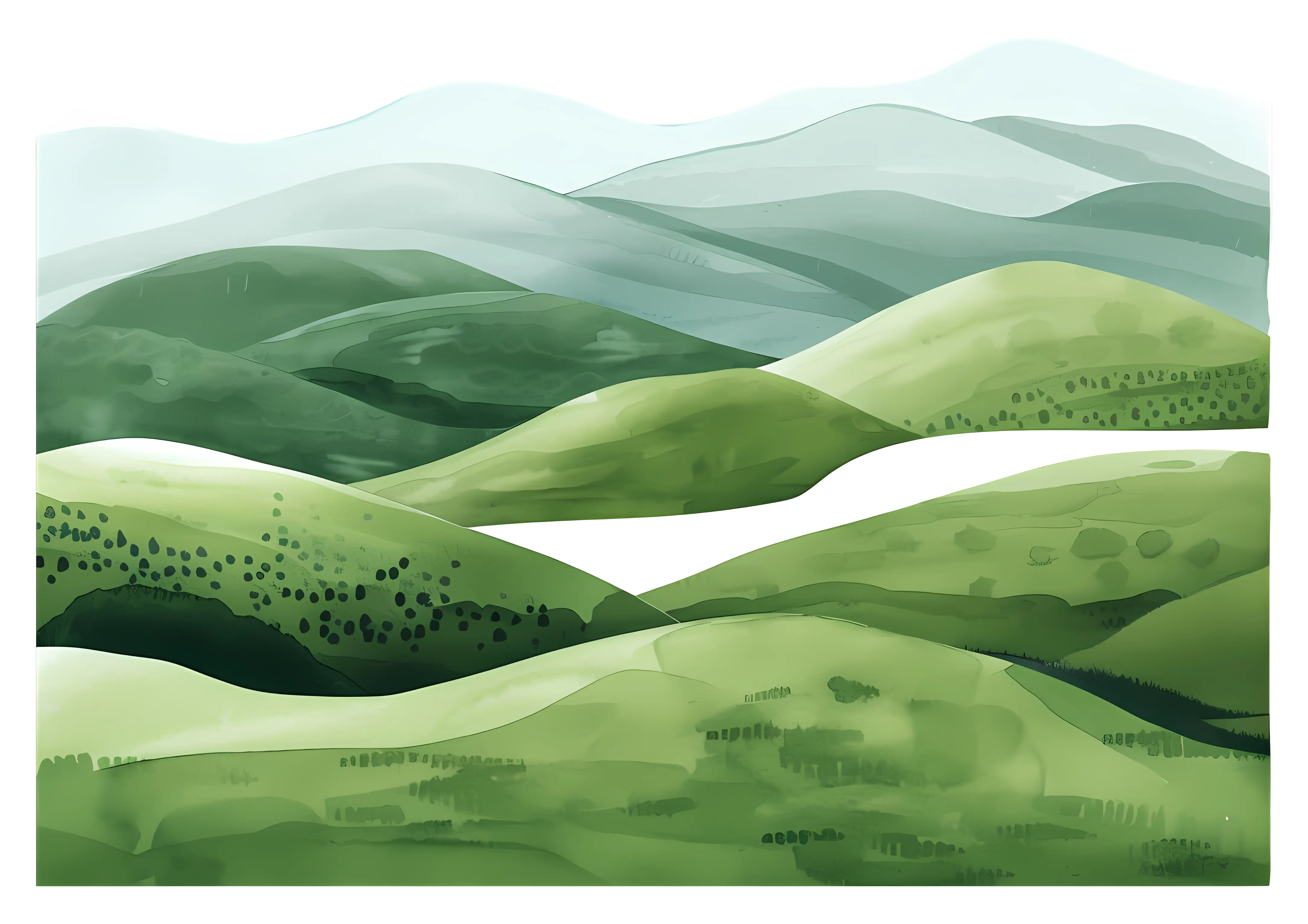 Stylized Green Hills and Valleys
