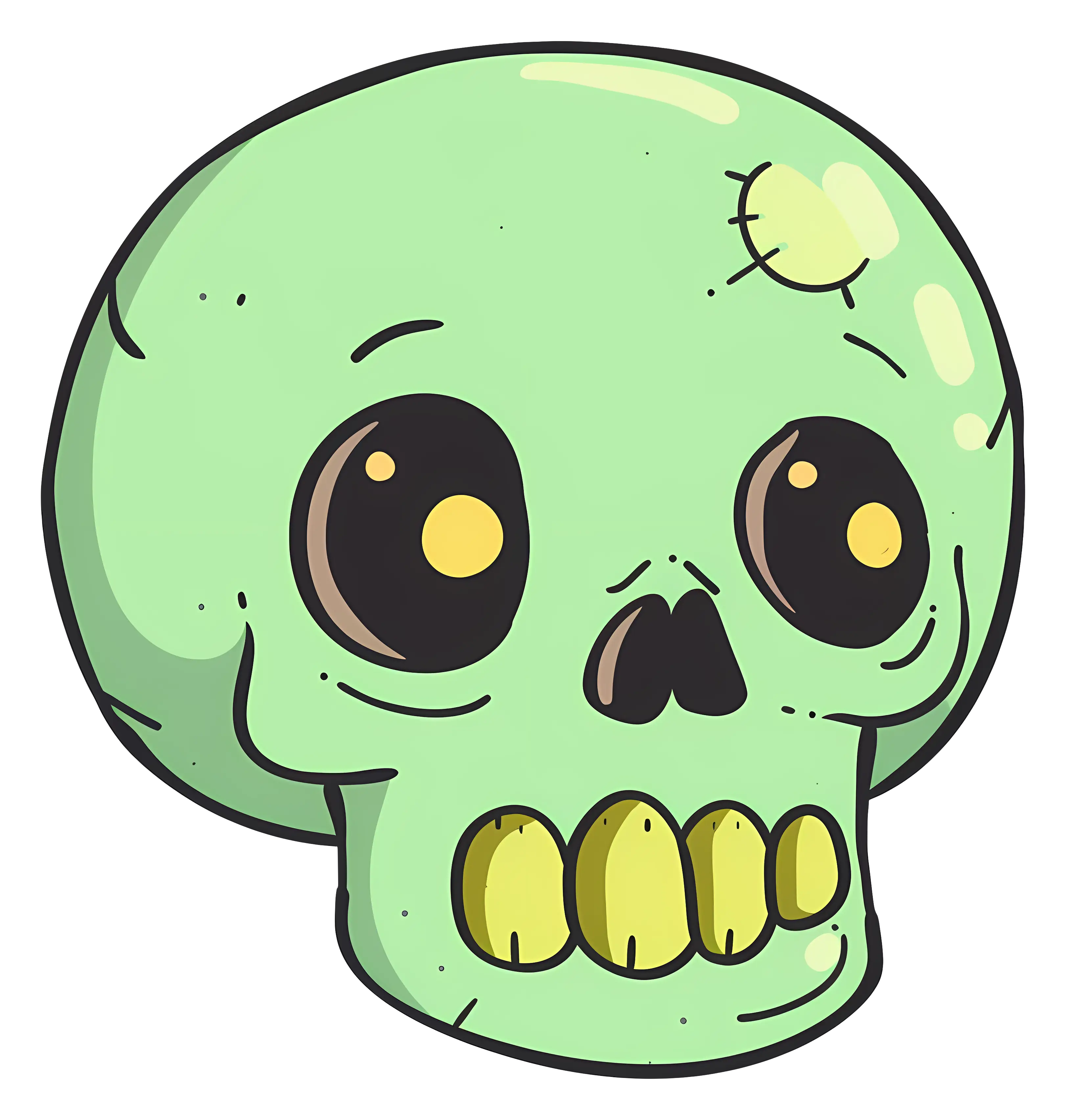 Green Skull Cartoon Illustration for Halloween