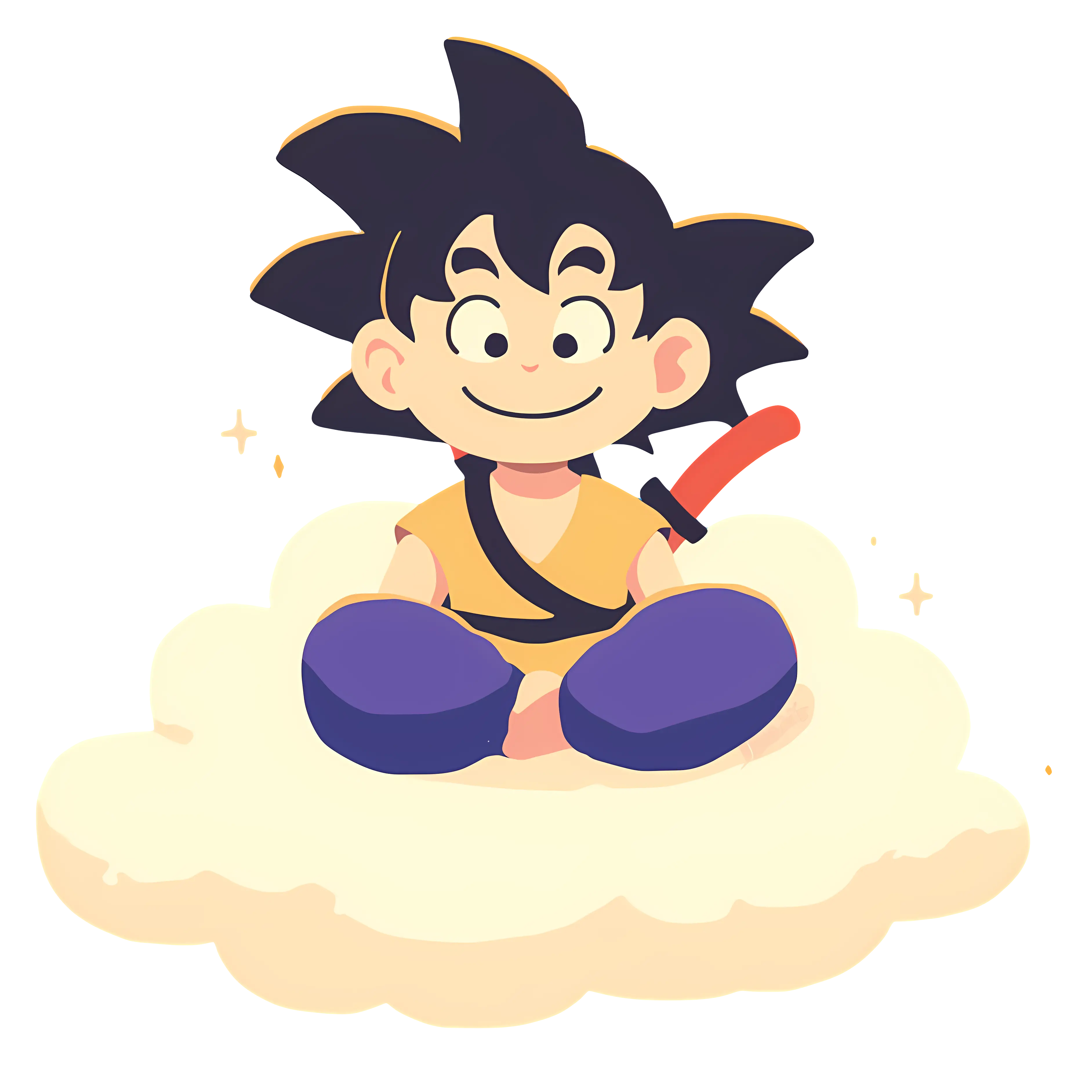 Cartoon Character Sitting on Cloud