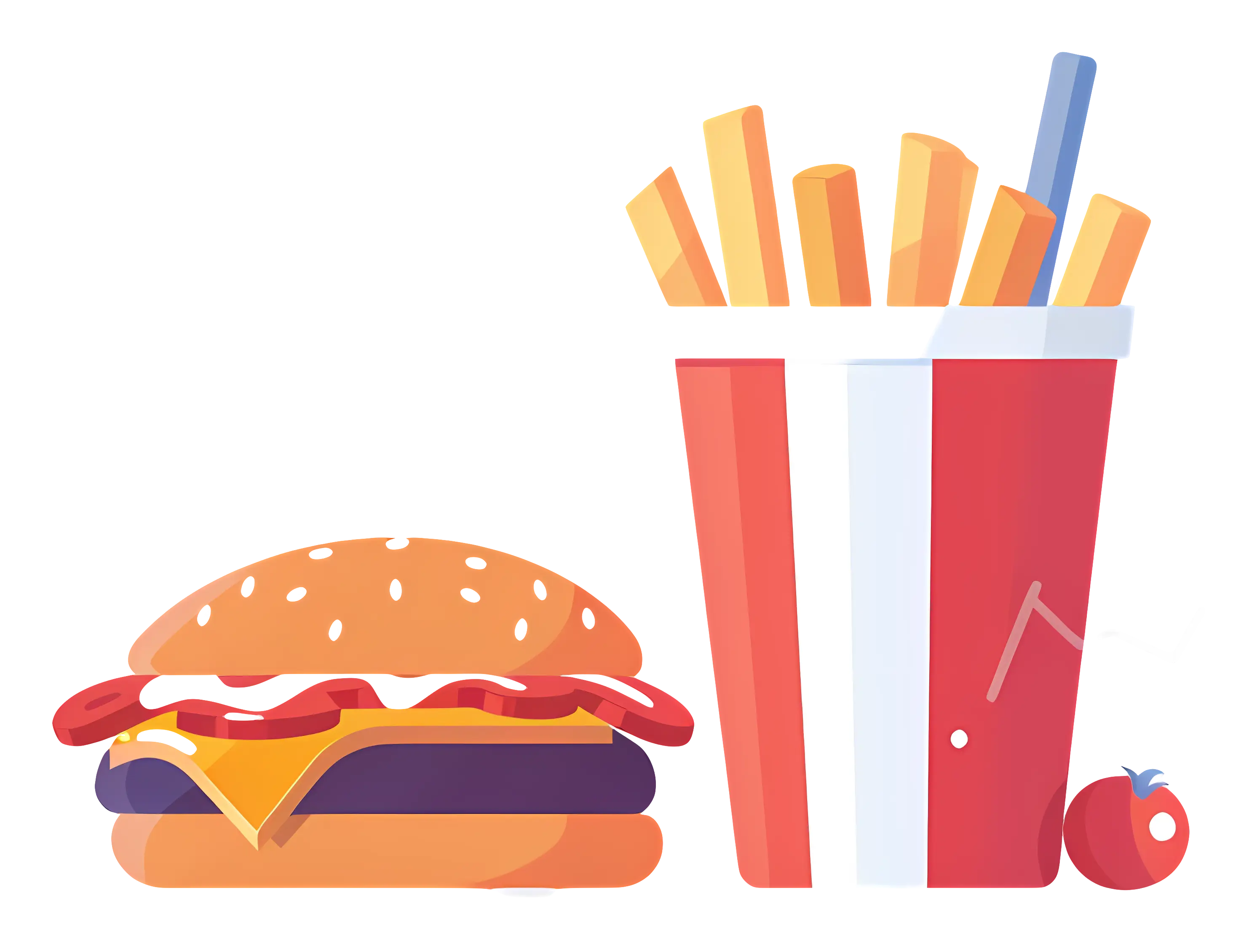 Cheesy Burger and Crispy Fries Illustration