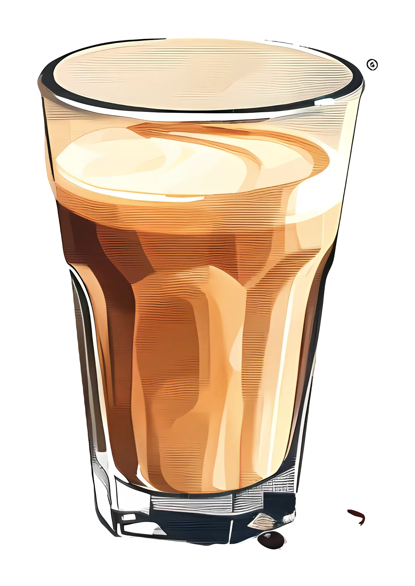 Hot Creamy Latte in a Glass Illustration