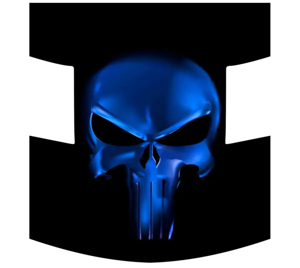 Glowing Blue Skull Symbol