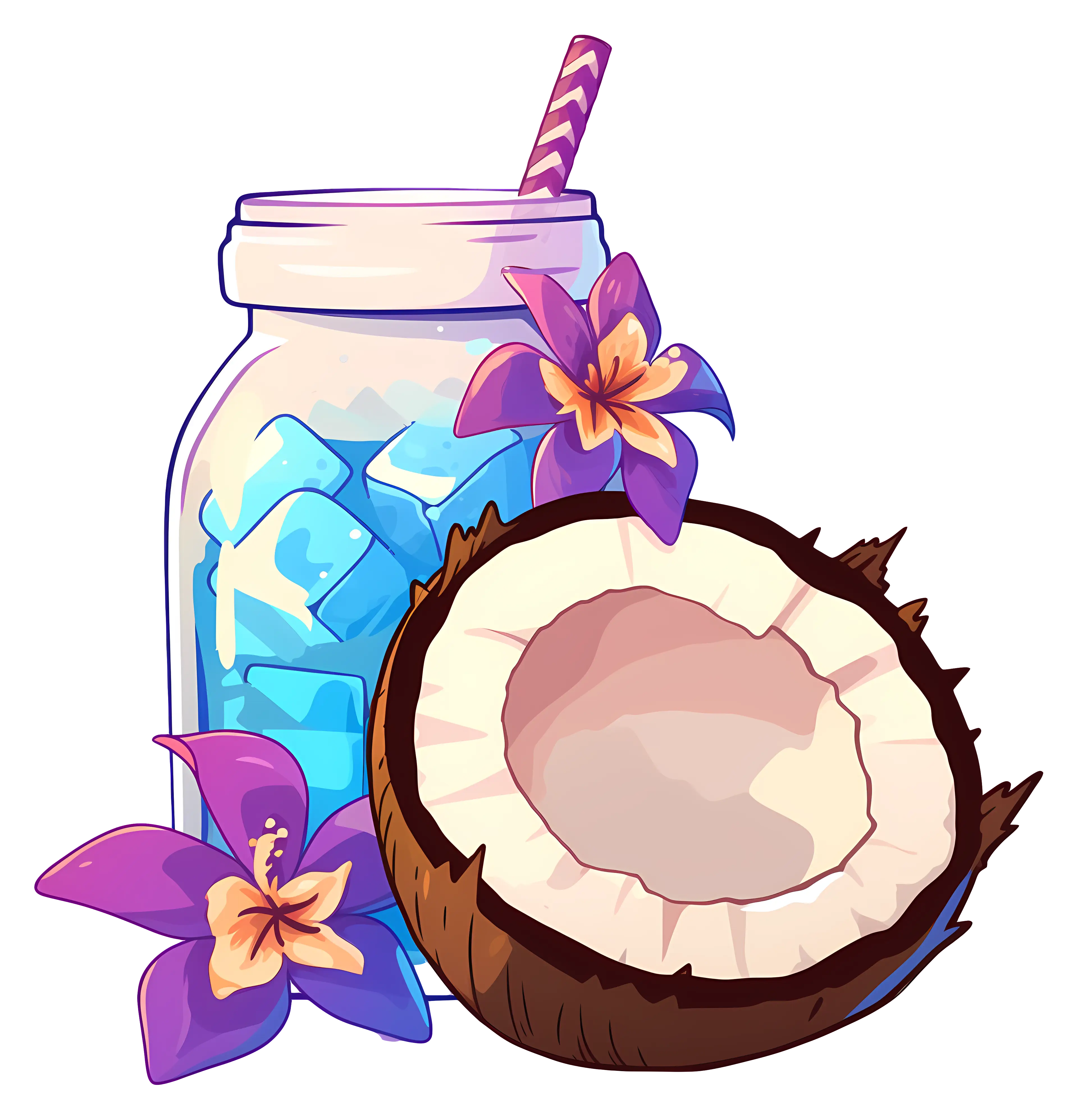 Refreshing Coconut Drink with Flowers