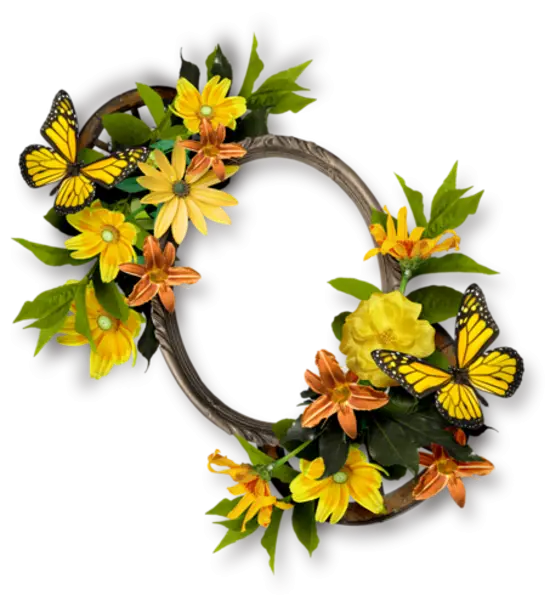 Floral Wreath with Butterflies