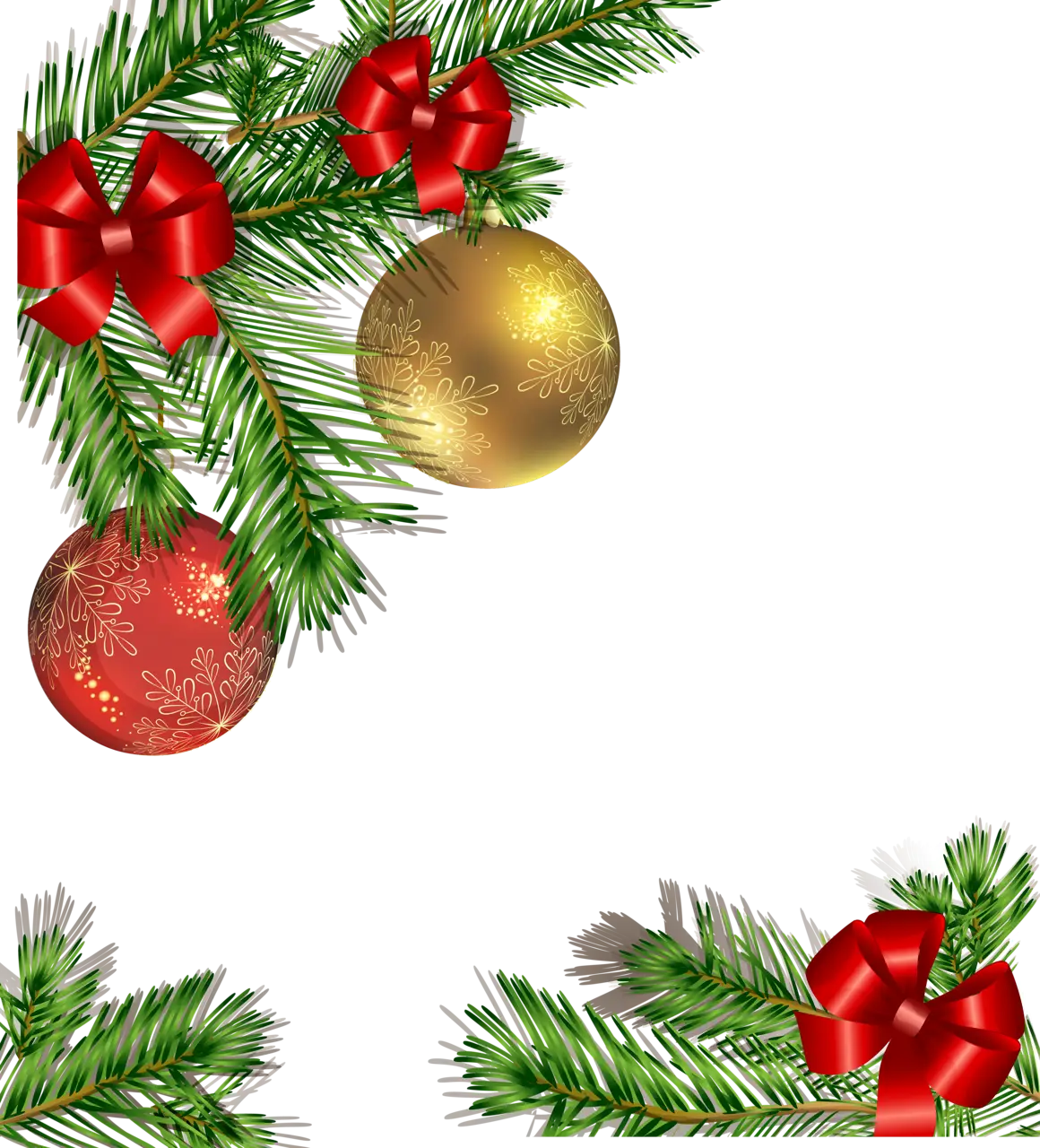 Christmas Pine Branches with Baubles