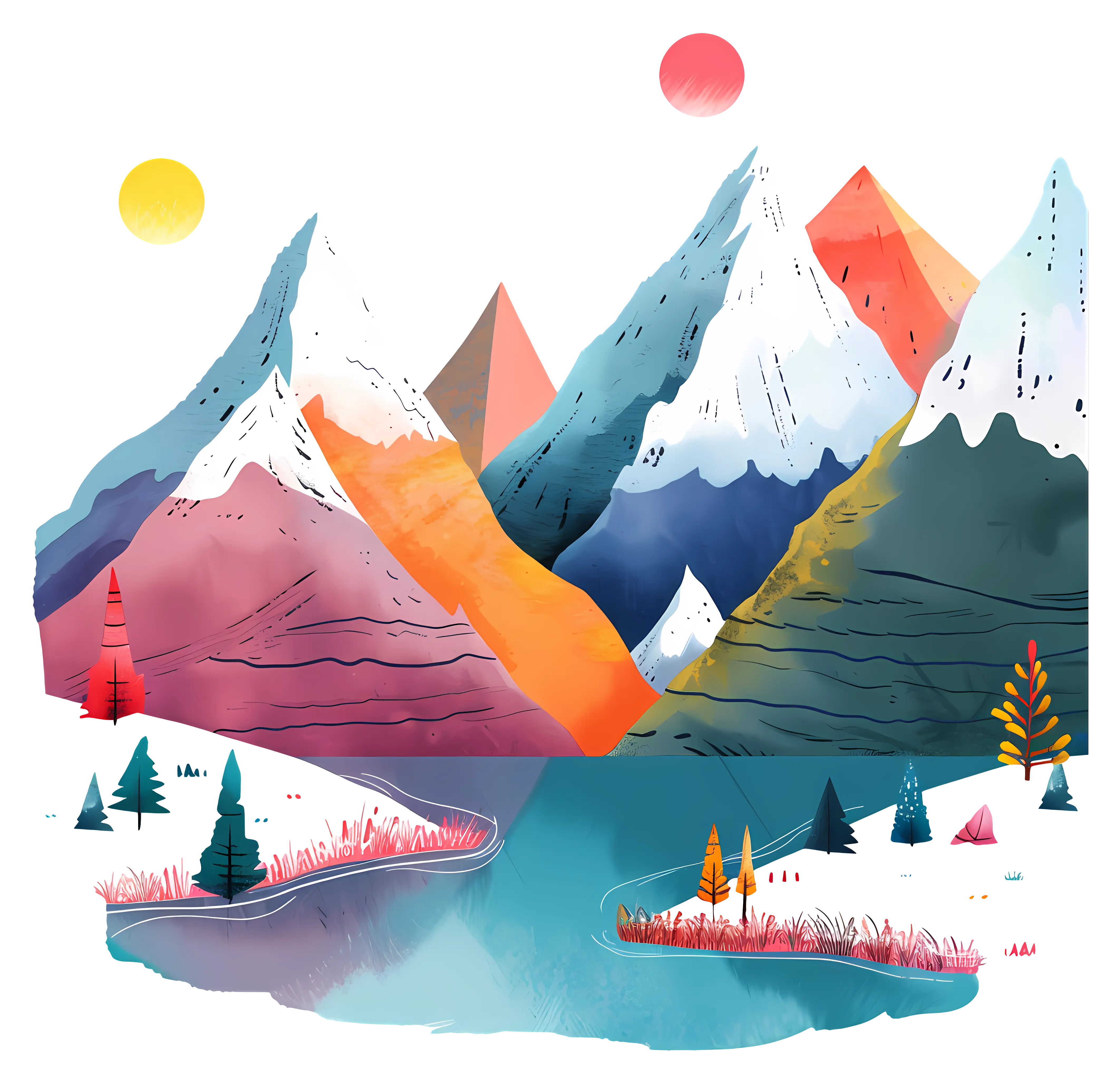 Colorful Mountain Landscape