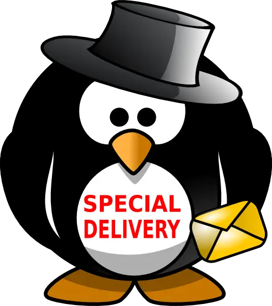 Penguin with Special Delivery Envelope