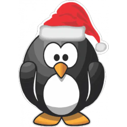 Cute Cartoon Penguin in Santa Hat