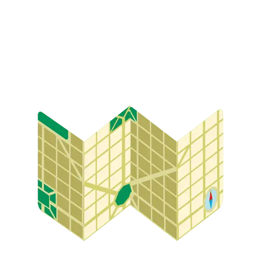Folded Map with Compass for Navigation