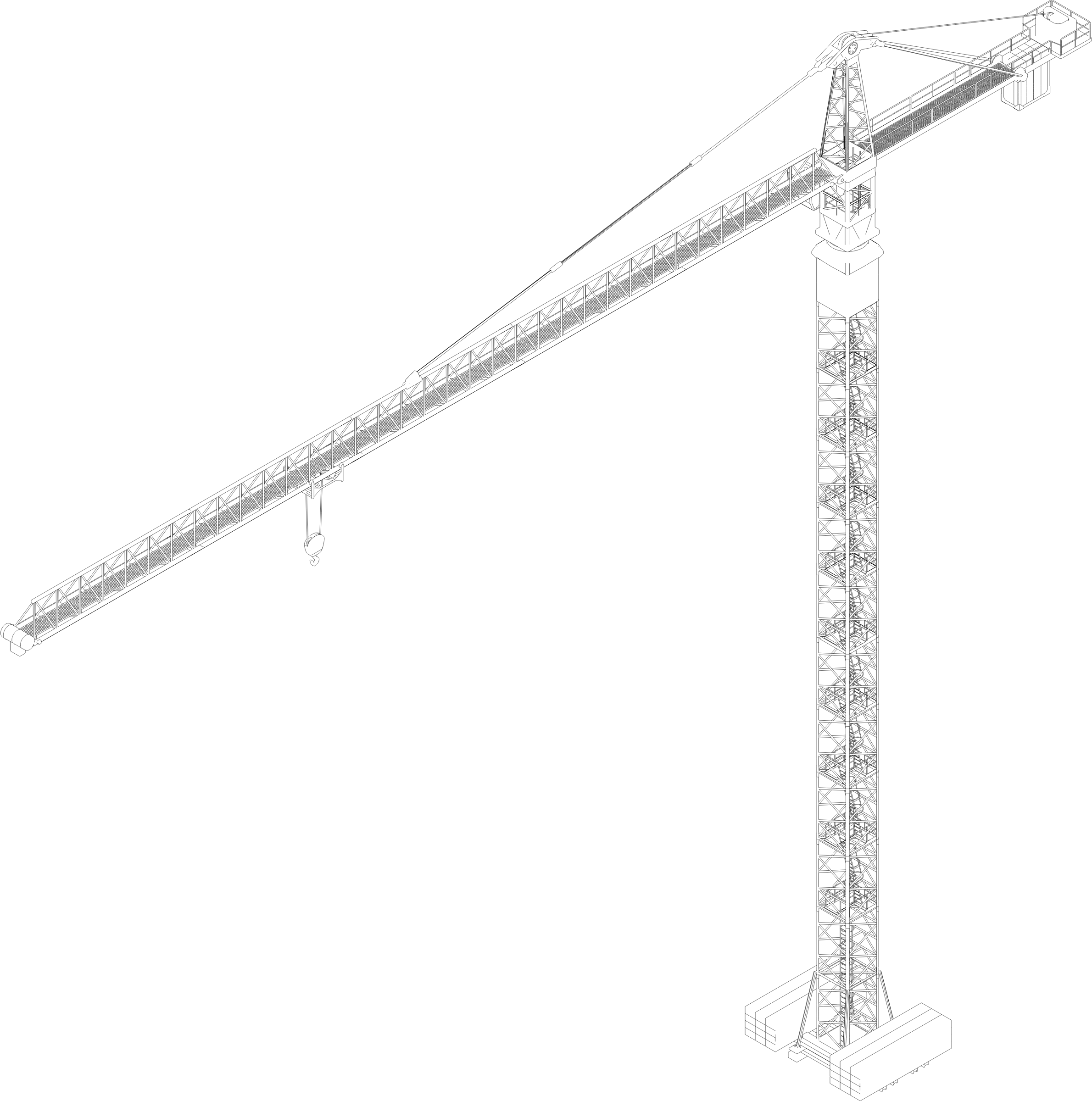 Detailed Blueprint of a Construction Crane