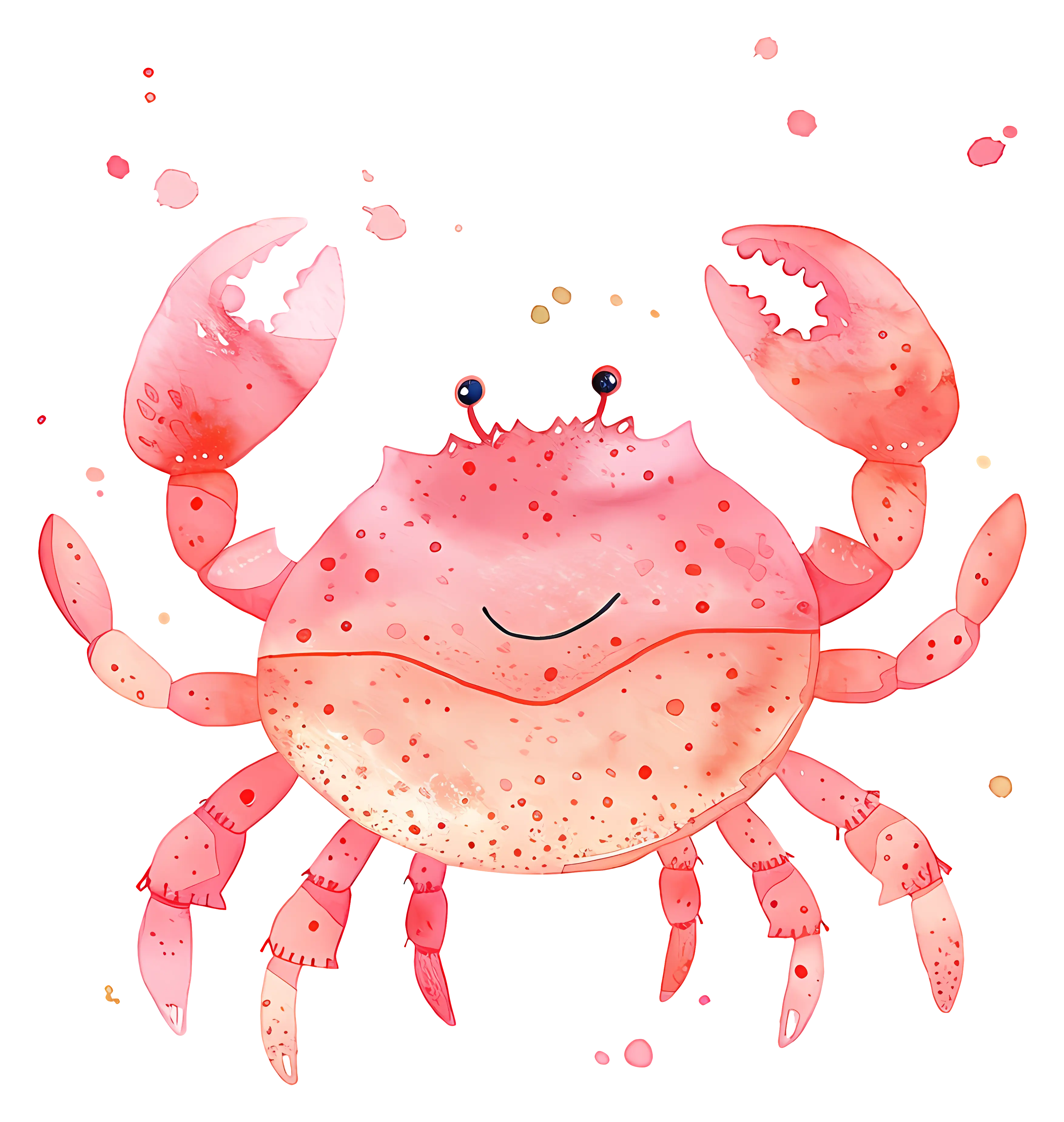 Smiling Pink Cartoon Crab