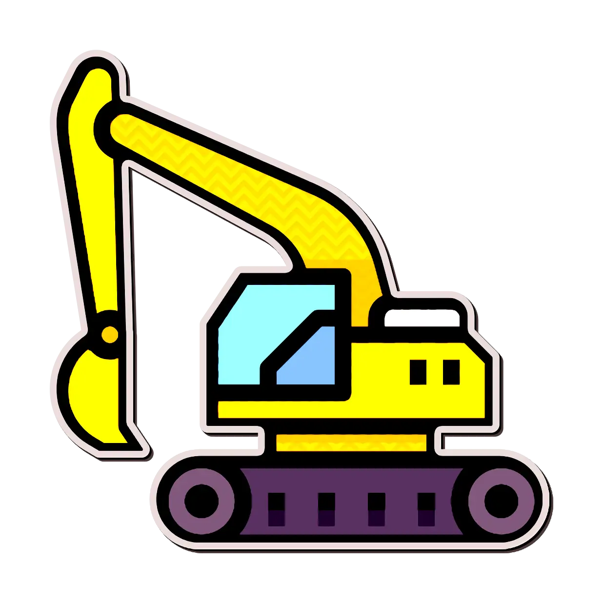 Yellow Cartoon Excavator Illustration