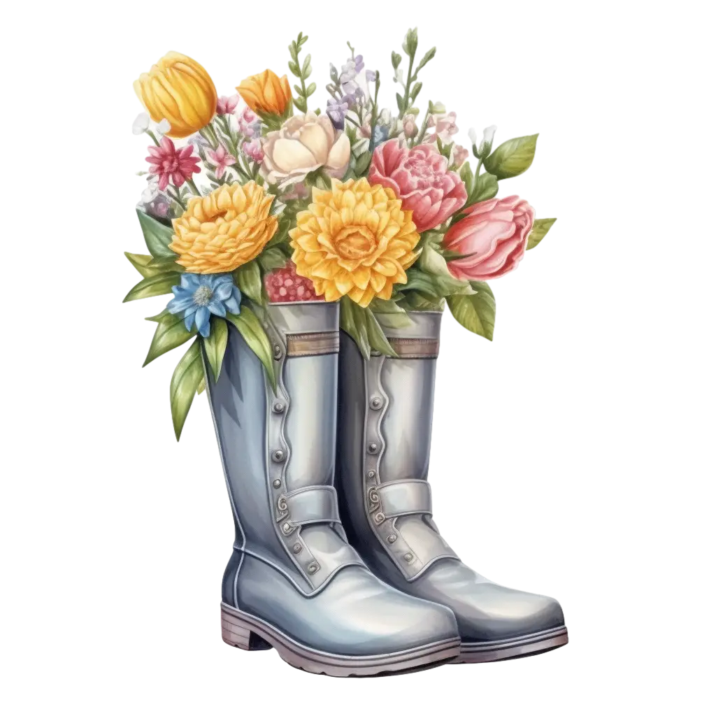 Beautiful Floral Bouquet in Boots for Creative Decor