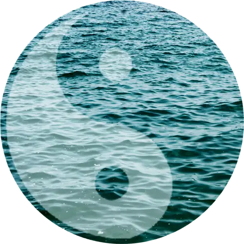 Yin Yang Symbol with Ocean Background