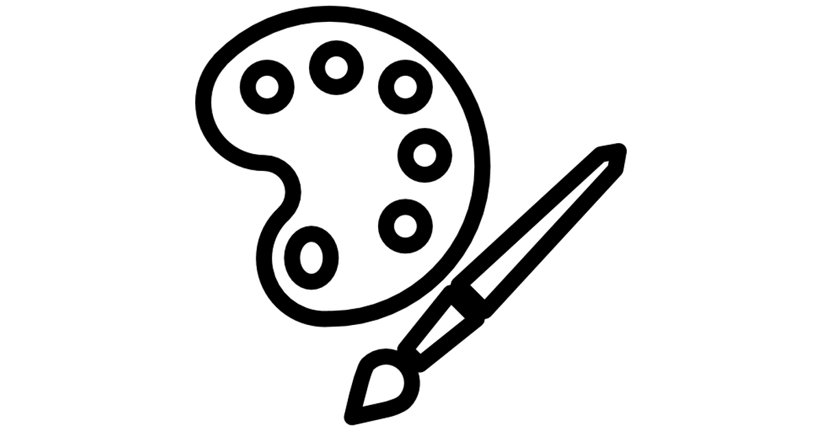 Black and White Paint Palette with Brush
